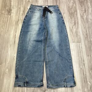 Realtakai Upside Down Wide Leg Blue Denim Jeans Size L